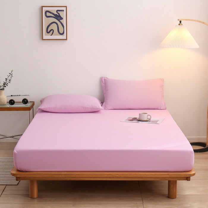 91家纺网 家纺一手货源 找家纺 啊雅家居 2025新款简约单人床笠双人床笠水洗磨毛床笠 粉色