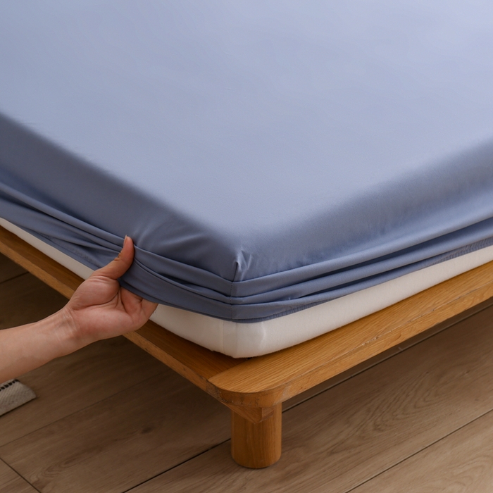 91家纺网 家纺一手货源 找家纺 啊雅家居 2025新款简约单人床笠双人床笠水洗磨毛床笠 浅蓝灰