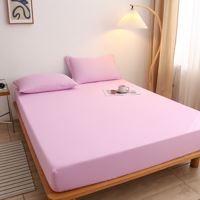 91家纺网 家纺一手货源 找家纺 啊雅家居 2025新款简约单人床笠双人床笠水洗磨毛床笠 粉色