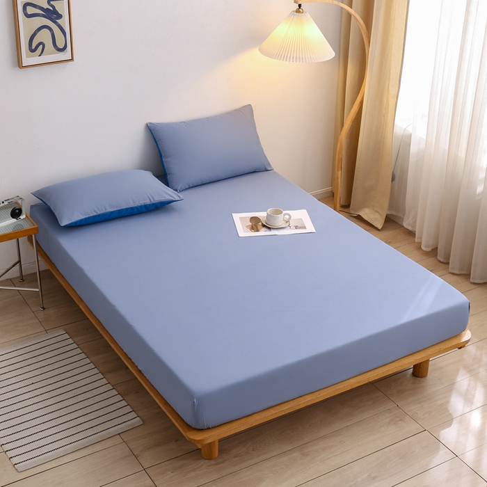 91家纺网 家纺一手货源 找家纺 啊雅家居 2025新款简约单人床笠双人床笠水洗磨毛床笠 浅蓝灰