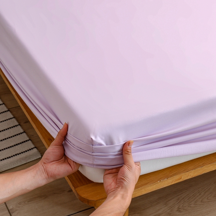 91家纺网 家纺一手货源 找家纺 啊雅家居 2025新款简约单人床笠双人床笠水洗磨毛床笠 紫色