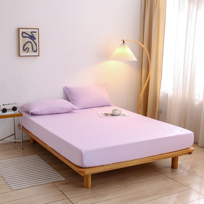 91家纺网 家纺一手货源 找家纺 啊雅家居 2025新款简约单人床笠双人床笠水洗磨毛床笠 紫色