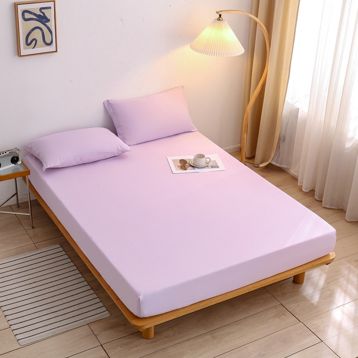 91家纺网 家纺一手货源 找家纺 啊雅家居 2025新款简约单人床笠双人床笠水洗磨毛床笠 紫色