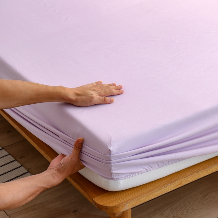 91家纺网 家纺一手货源 找家纺 啊雅家居 2025新款简约单人床笠双人床笠水洗磨毛床笠 紫色