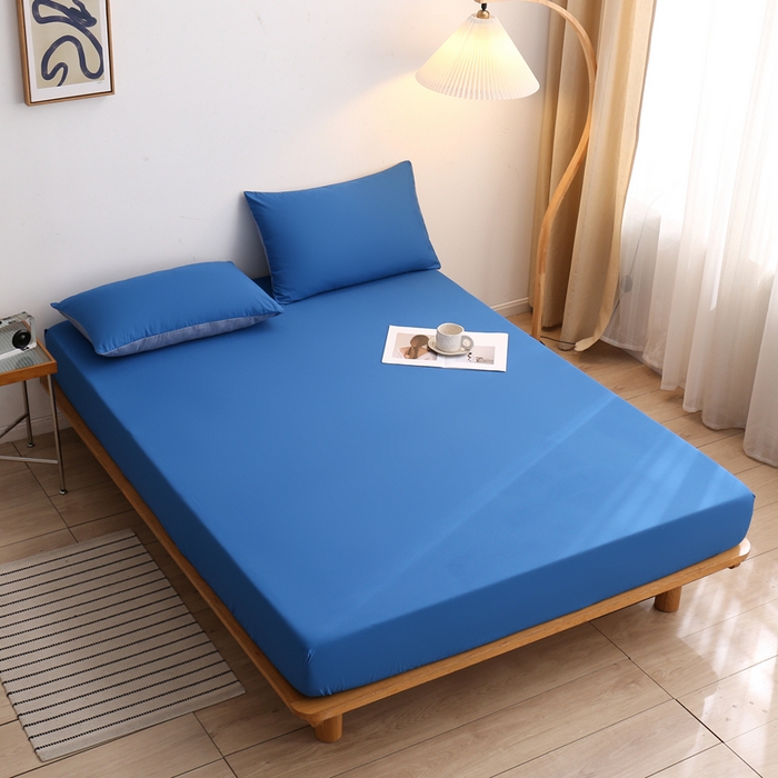 91家纺网 家纺一手货源 找家纺 啊雅家居 2025新款简约单人床笠双人床笠水洗磨毛床笠 克莱因蓝