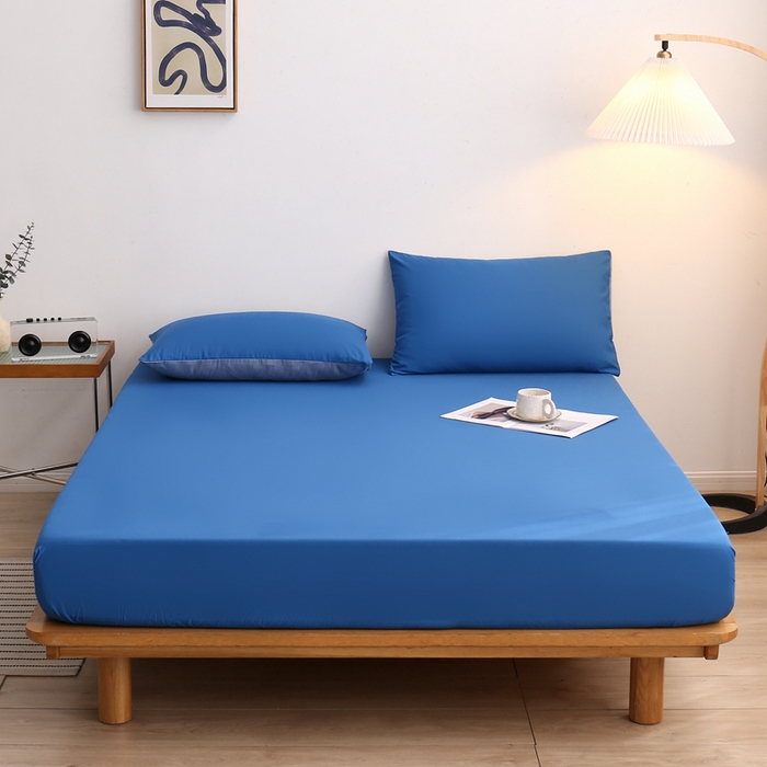 91家纺网 家纺一手货源 找家纺 啊雅家居 2025新款简约单人床笠双人床笠水洗磨毛床笠 克莱因蓝