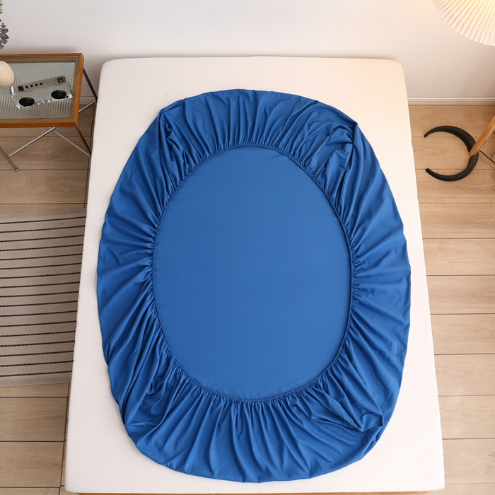 91家纺网 家纺一手货源 找家纺 啊雅家居 2025新款简约单人床笠双人床笠水洗磨毛床笠 克莱因蓝