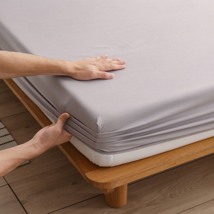 91家纺网 家纺一手货源 找家纺 啊雅家居 2025新款简约单人床笠双人床笠水洗磨毛床笠 浅灰