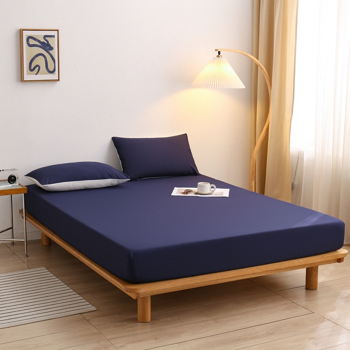 91家纺网 家纺一手货源 找家纺 啊雅家居 2025新款简约单人床笠双人床笠水洗磨毛床笠 藏青