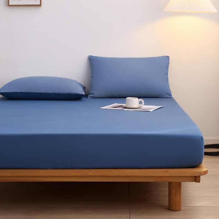 91家纺网 家纺一手货源 找家纺 啊雅家居 2025新款简约单人床笠双人床笠水洗磨毛床笠 蓝色