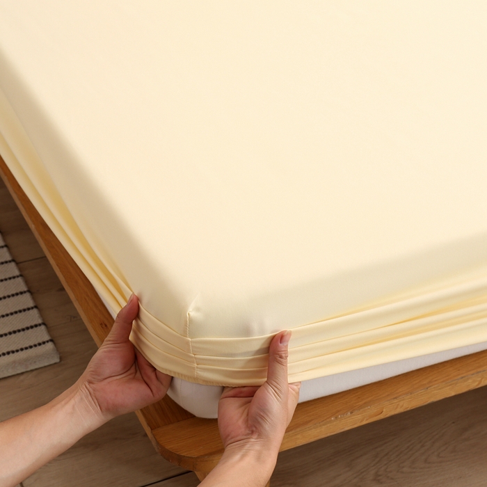 91家纺网 家纺一手货源 找家纺 啊雅家居 2025新款简约单人床笠双人床笠水洗磨毛床笠 梦幻黄