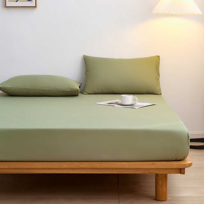 91家纺网 家纺一手货源 找家纺 啊雅家居 2025新款简约单人床笠双人床笠水洗磨毛床笠 草绿