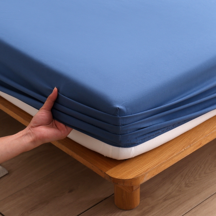 91家纺网 家纺一手货源 找家纺 啊雅家居 2025新款简约单人床笠双人床笠水洗磨毛床笠 蓝色