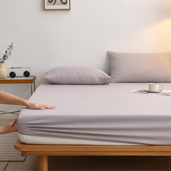啊雅家居 2025新款简约单人床笠双人床笠水洗磨毛床笠 浅灰