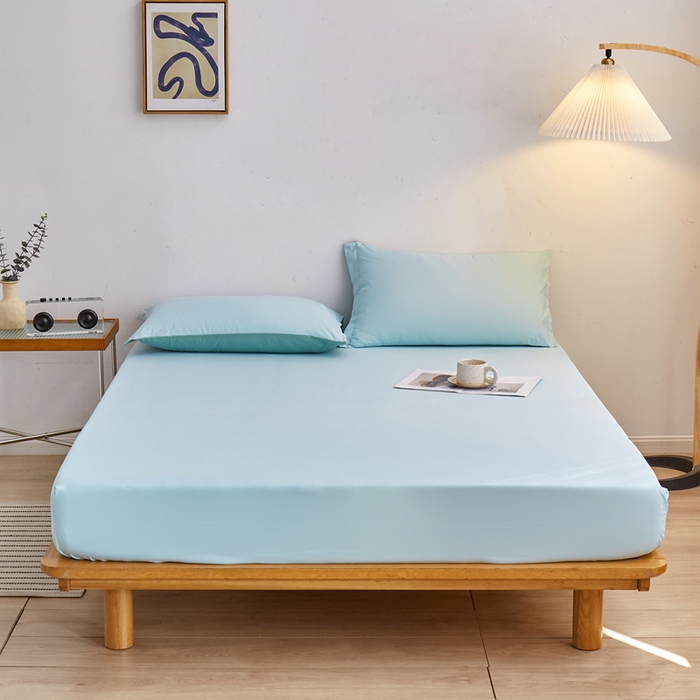 91家纺网 家纺一手货源 找家纺 啊雅家居 2025新款简约单人床笠双人床笠水洗磨毛床笠 水绿