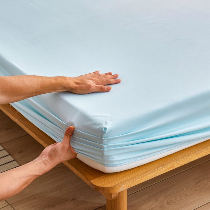 91家纺网 家纺一手货源 找家纺 啊雅家居 2025新款简约单人床笠双人床笠水洗磨毛床笠 水绿