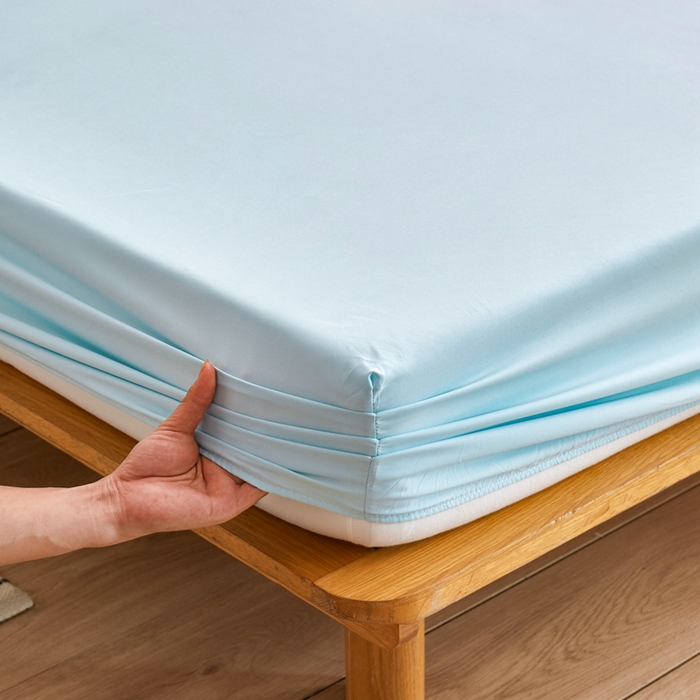 91家纺网 家纺一手货源 找家纺 啊雅家居 2025新款简约单人床笠双人床笠水洗磨毛床笠 水绿