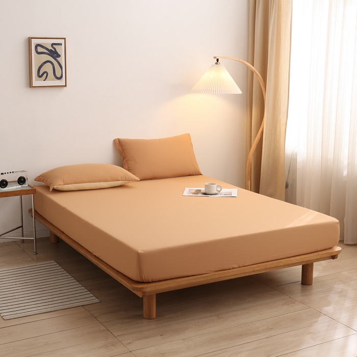 91家纺网 家纺一手货源 找家纺 啊雅家居 2025新款简约单人床笠双人床笠水洗磨毛床笠 咖色