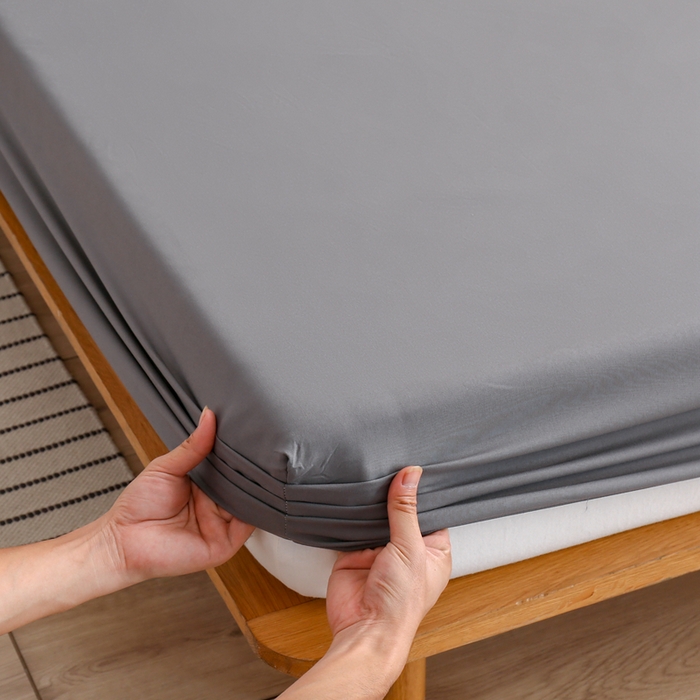 91家纺网 家纺一手货源 找家纺 啊雅家居 2025新款简约单人床笠双人床笠水洗磨毛床笠 深灰