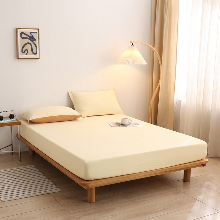 91家纺网 家纺一手货源 找家纺 啊雅家居 2025新款简约单人床笠双人床笠水洗磨毛床笠 梦幻黄