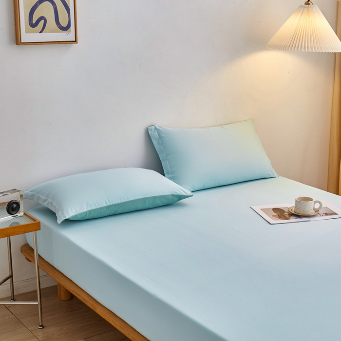 91家纺网 家纺一手货源 找家纺 啊雅家居 2025新款简约单人床笠双人床笠水洗磨毛床笠 水绿