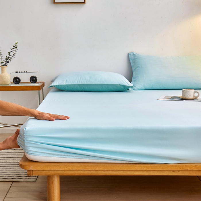 啊雅家居 2025新款简约单人床笠双人床笠水洗磨毛床笠 水绿