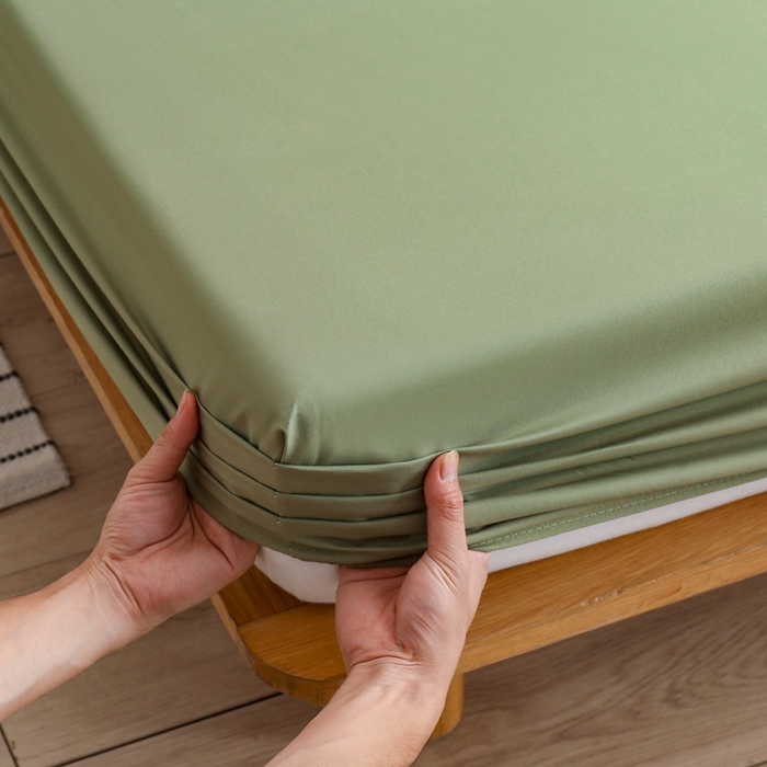 91家纺网 家纺一手货源 找家纺 啊雅家居 2025新款简约单人床笠双人床笠水洗磨毛床笠 草绿