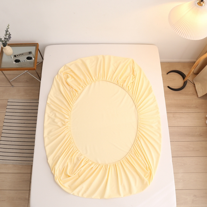 91家纺网 家纺一手货源 找家纺 啊雅家居 2025新款简约单人床笠双人床笠水洗磨毛床笠 梦幻黄