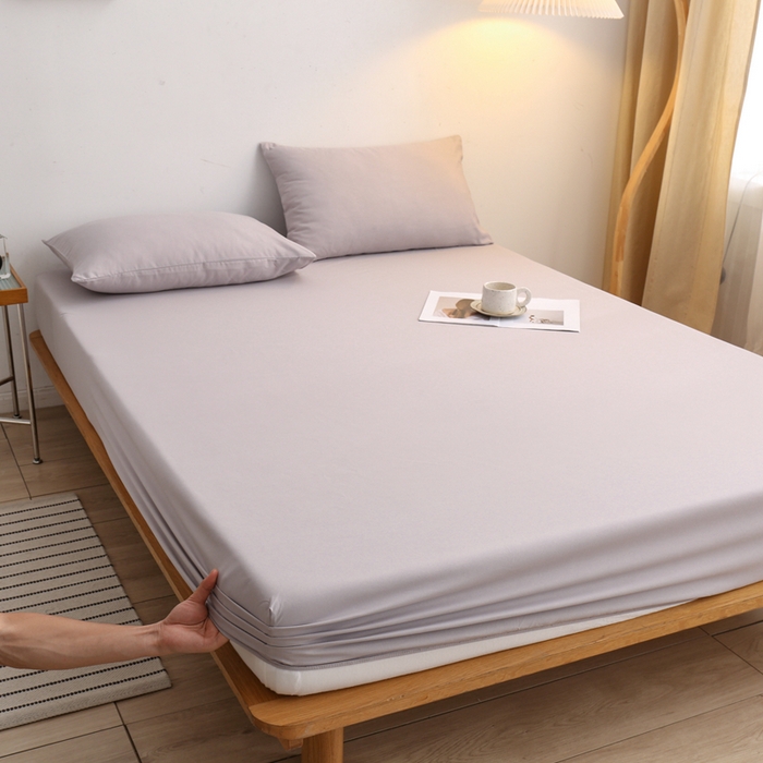 91家纺网 家纺一手货源 找家纺 啊雅家居 2025新款简约单人床笠双人床笠水洗磨毛床笠 浅灰