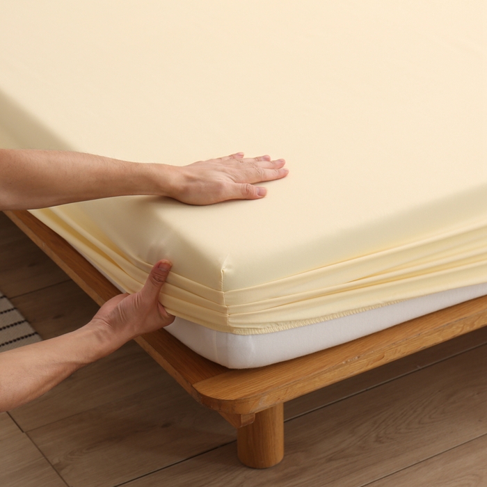 91家纺网 家纺一手货源 找家纺 啊雅家居 2025新款简约单人床笠双人床笠水洗磨毛床笠 梦幻黄