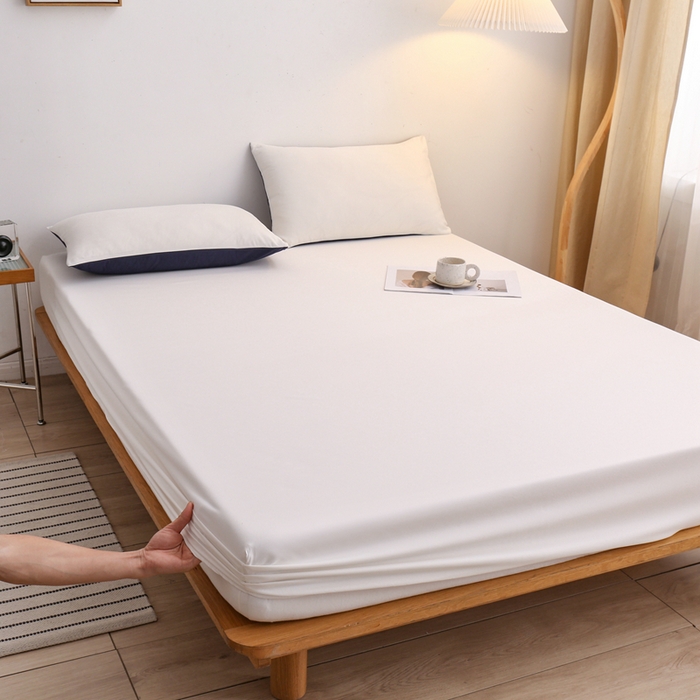 91家纺网 家纺一手货源 找家纺 啊雅家居 2025新款简约单人床笠双人床笠水洗磨毛床笠 米白