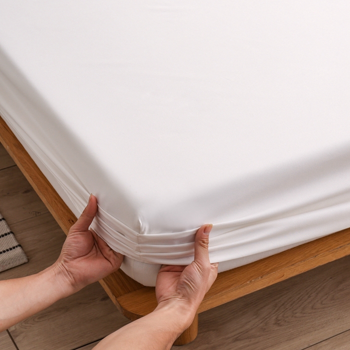 91家纺网 家纺一手货源 找家纺 啊雅家居 2025新款简约单人床笠双人床笠水洗磨毛床笠 米白