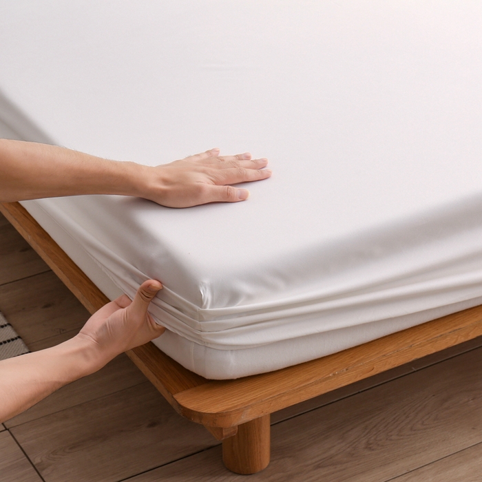 91家纺网 家纺一手货源 找家纺 啊雅家居 2025新款简约单人床笠双人床笠水洗磨毛床笠 米白