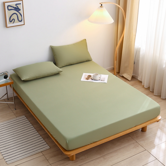 91家纺网 家纺一手货源 找家纺 啊雅家居 2025新款简约单人床笠双人床笠水洗磨毛床笠 草绿