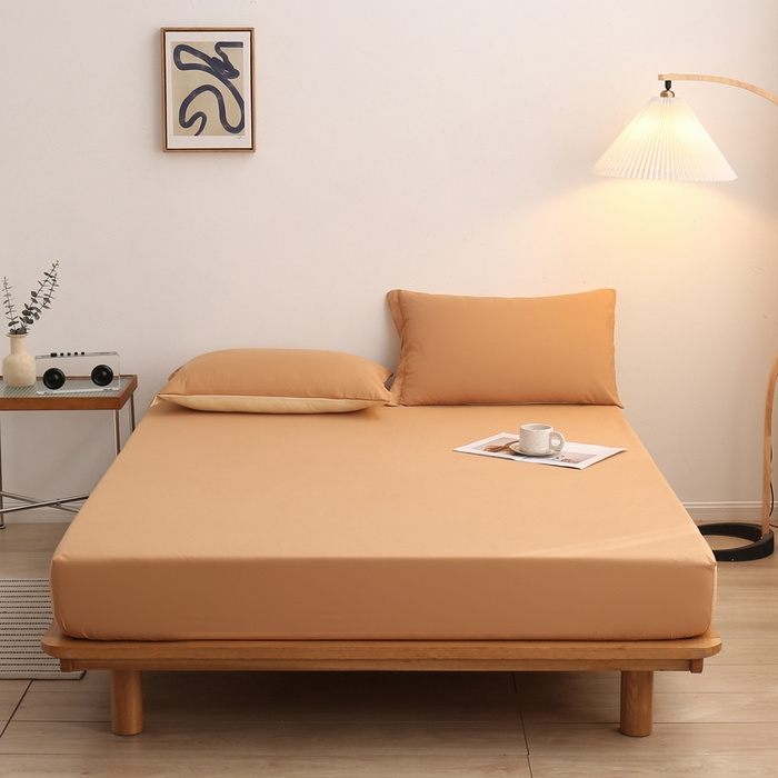 91家纺网 家纺一手货源 找家纺 啊雅家居 2025新款简约单人床笠双人床笠水洗磨毛床笠 咖色