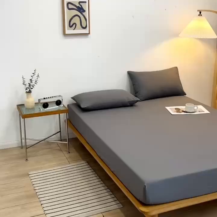 91家纺网 家纺一手货源 找家纺 啊雅家居 2025新款简约单人床笠双人床笠水洗磨毛床笠 深灰