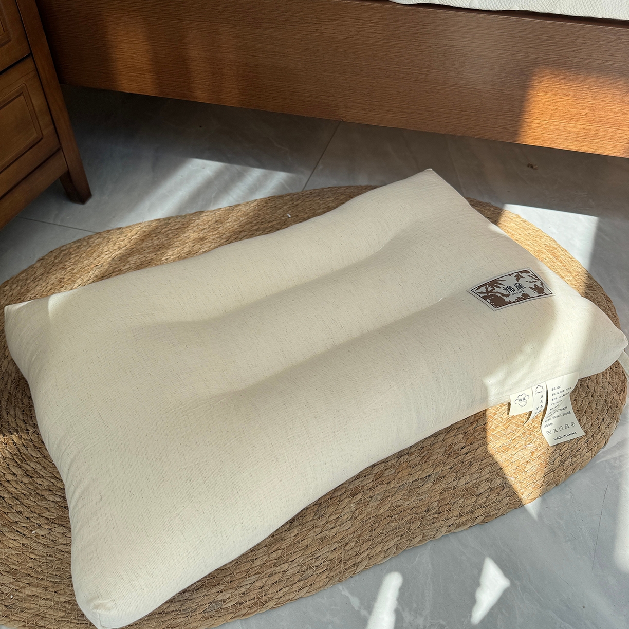 91家纺网 家纺一手货源 找家纺 昕科 2025新款自然棉麻枕-实拍版-生态棉麻枕头成人性价比亚麻枕芯 自然棉麻枕-低枕【单只装】