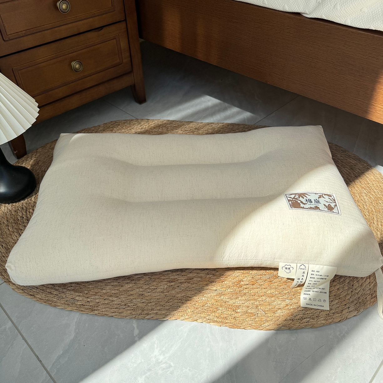 91家纺网 家纺一手货源 找家纺 昕科 2025新款自然棉麻枕-实拍版-生态棉麻枕头成人性价比亚麻枕芯 自然棉麻枕-低枕【单只装】