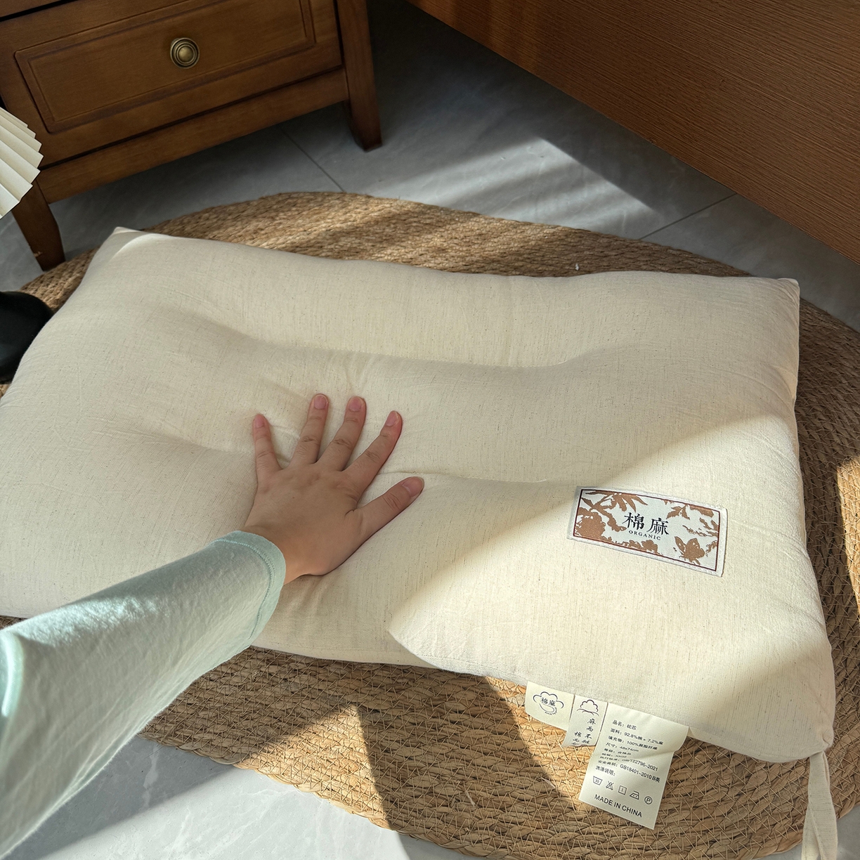 91家纺网 家纺一手货源 找家纺 （总）昕科 2025新款自然棉麻枕-实拍版-生态棉麻枕头成人性价比亚麻枕芯