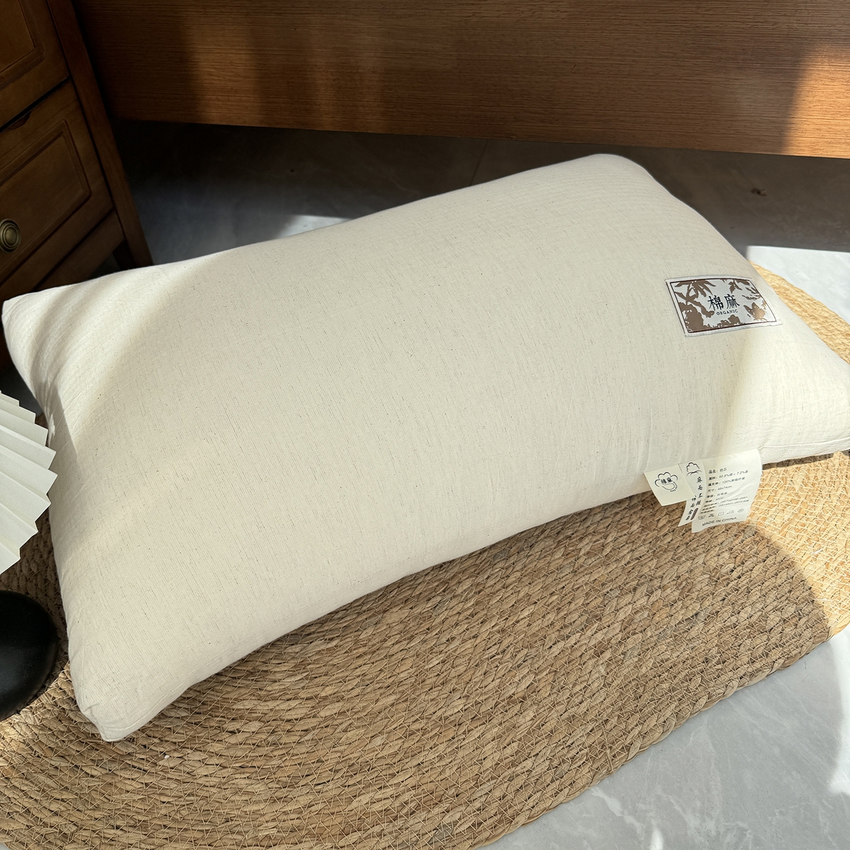 91家纺网 家纺一手货源 找家纺 昕科 2025新款自然棉麻枕-实拍版-生态棉麻枕头成人性价比亚麻枕芯 自然棉麻枕-高枕【单只装】
