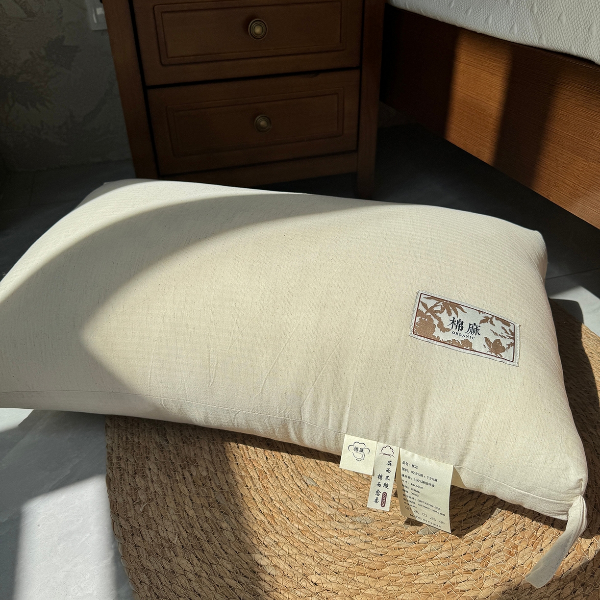 91家纺网 家纺一手货源 找家纺 昕科 2025新款自然棉麻枕-实拍版-生态棉麻枕头成人性价比亚麻枕芯 自然棉麻枕-高枕【单只装】