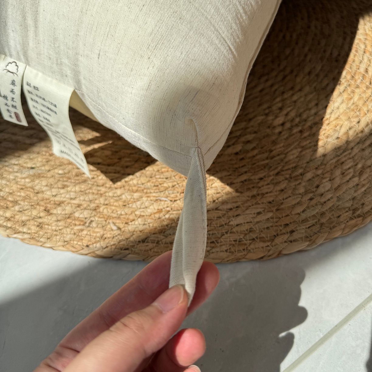 91家纺网 家纺一手货源 找家纺 昕科 2025新款自然棉麻枕-实拍版-生态棉麻枕头成人性价比亚麻枕芯 自然棉麻枕-高枕【单只装】