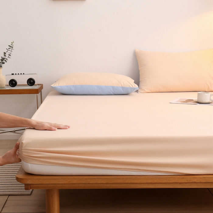 啊雅家居 2025新款简约单人床笠双人床笠水洗磨毛床笠 黄