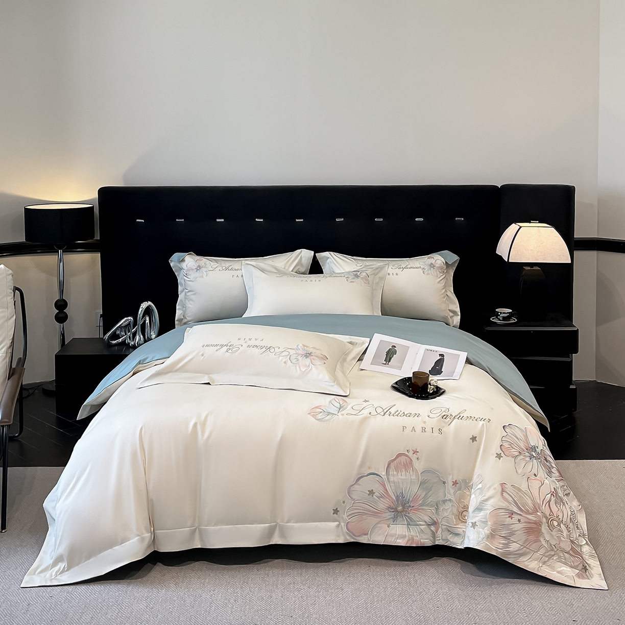 91家纺网 家纺一手货源 找家纺 （总）置顶家纺 2025新款亲肤花卉刺绣四件套-繁星点点