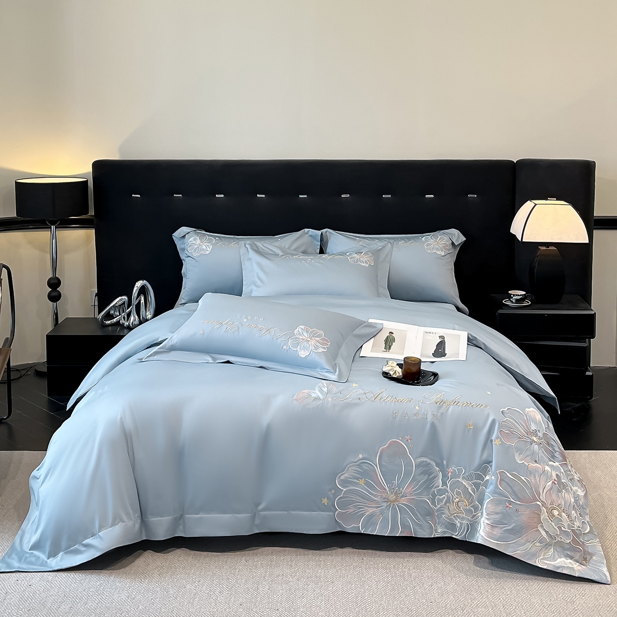 91家纺网 家纺一手货源 找家纺 （总）置顶家纺 2025新款亲肤花卉刺绣四件套-繁星点点