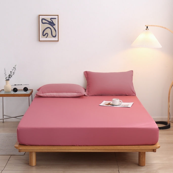 91家纺网 家纺一手货源 找家纺 啊雅家居 2025新款简约单人床笠双人床笠水洗磨毛床笠 豆沙