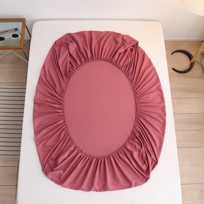 91家纺网 家纺一手货源 找家纺 啊雅家居 2025新款简约单人床笠双人床笠水洗磨毛床笠 豆沙