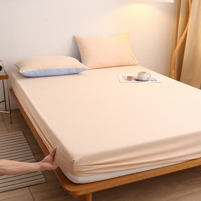 91家纺网 家纺一手货源 找家纺 啊雅家居 2025新款简约单人床笠双人床笠水洗磨毛床笠 黄