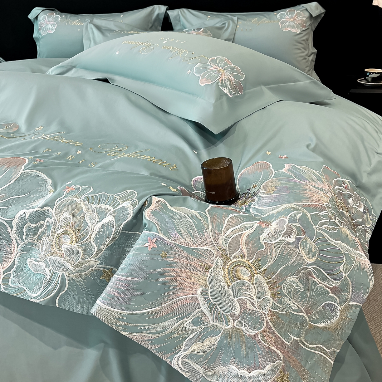 91家纺网 家纺一手货源 找家纺 （总）置顶家纺 2025新款亲肤花卉刺绣四件套-繁星点点