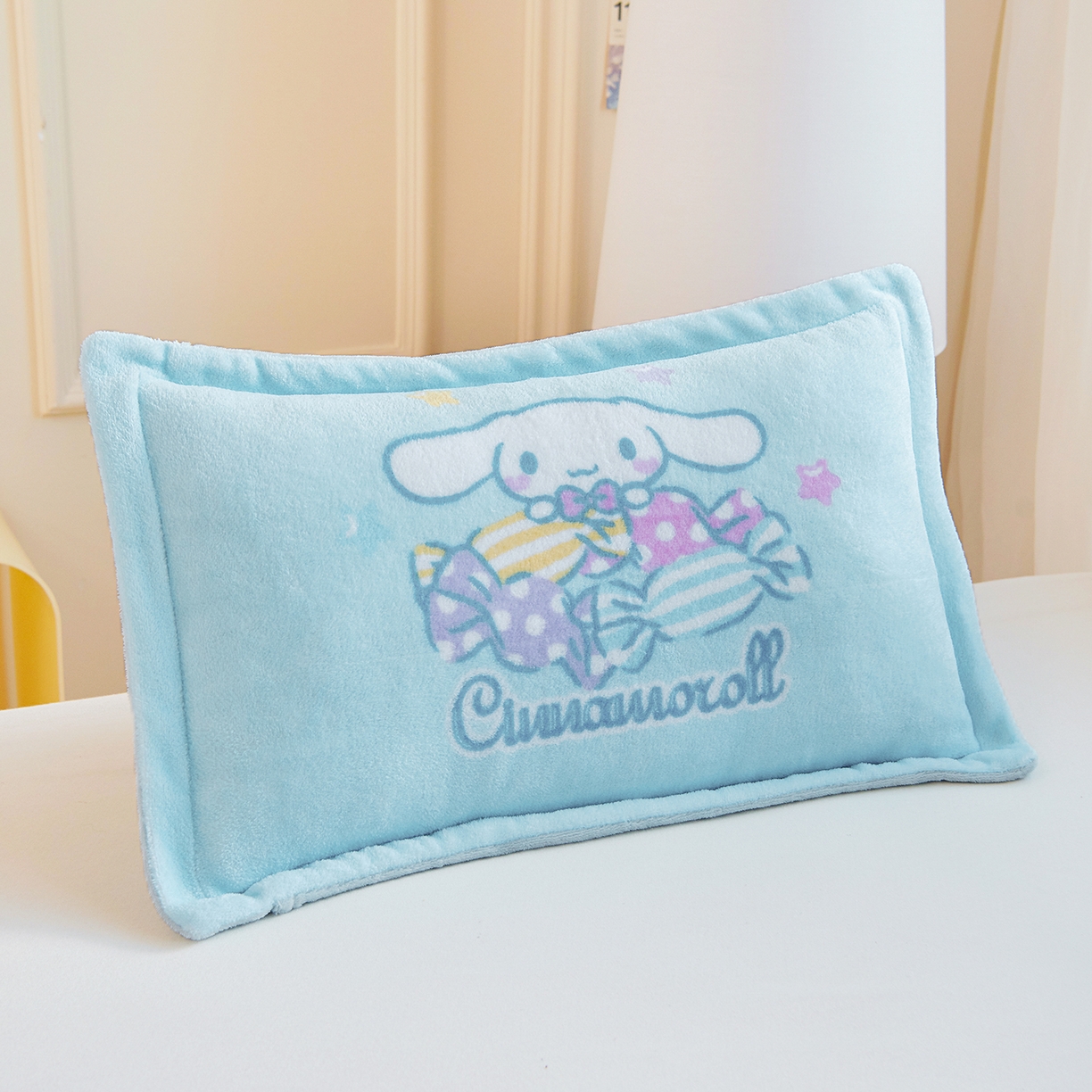 91家纺网 家纺一手货源 找家纺 （总）乐秀家纺 2025新款三丽鸥大版定位牛奶绒卡通枕套冬季幼儿园枕头枕套